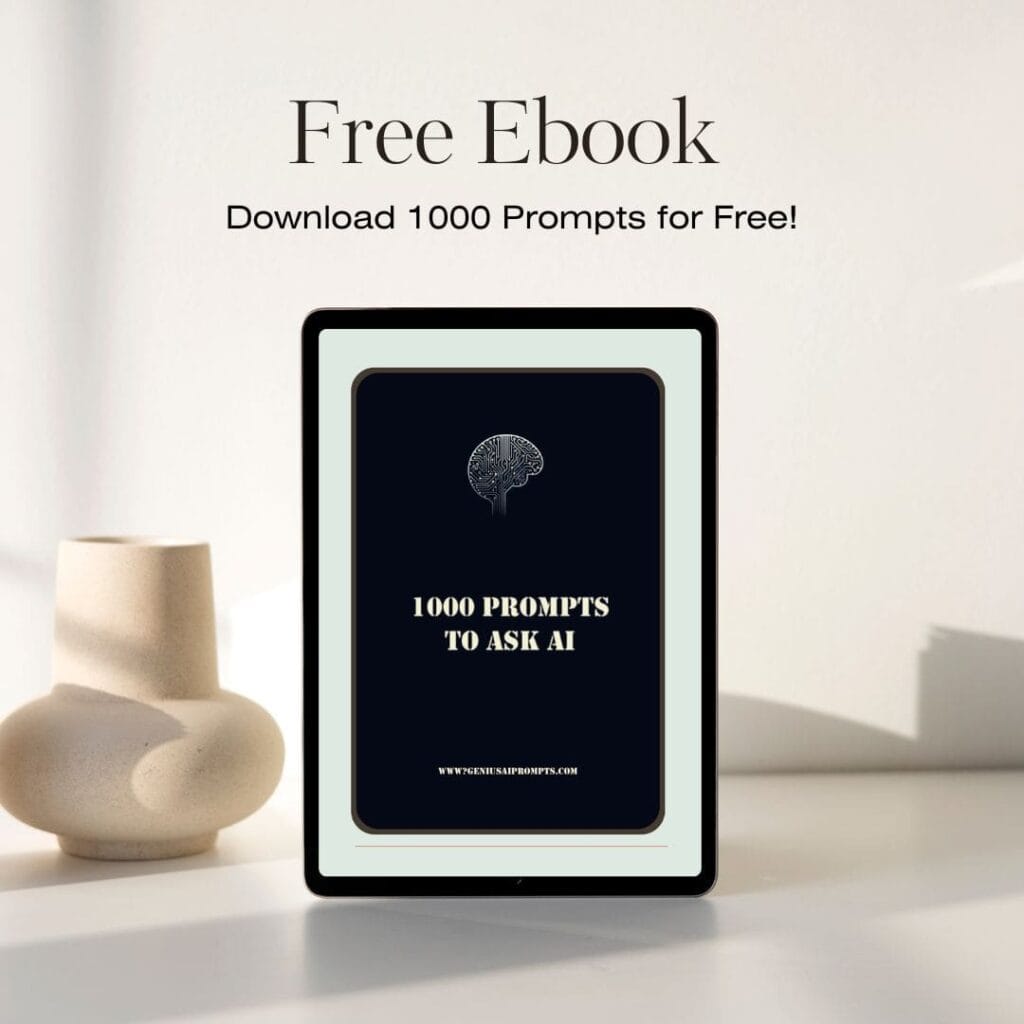 1000 Prompts to Ask AI ebook cover: Unlock creativity and innovation with AI prompts.
